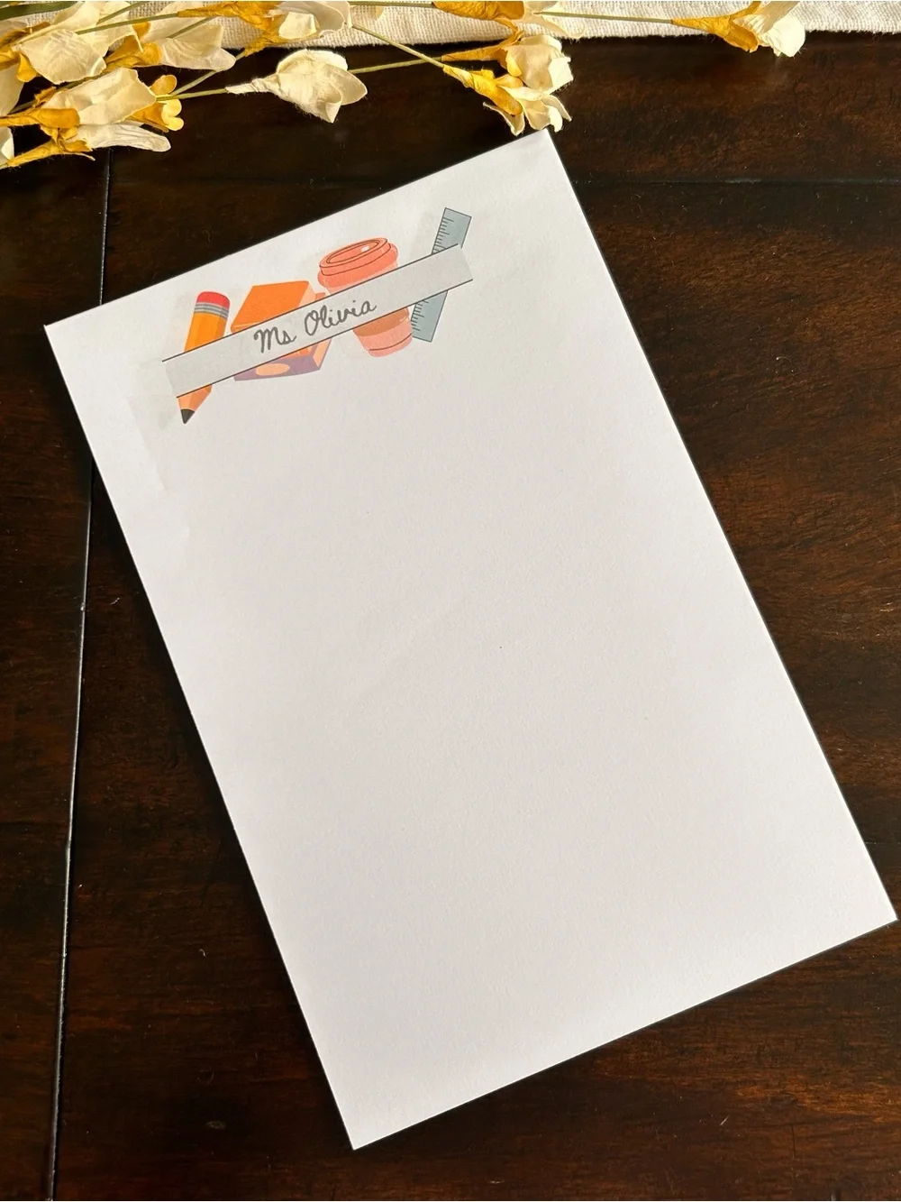 Personalized Notepad Teacher Appreciation customizable note pad school supplies